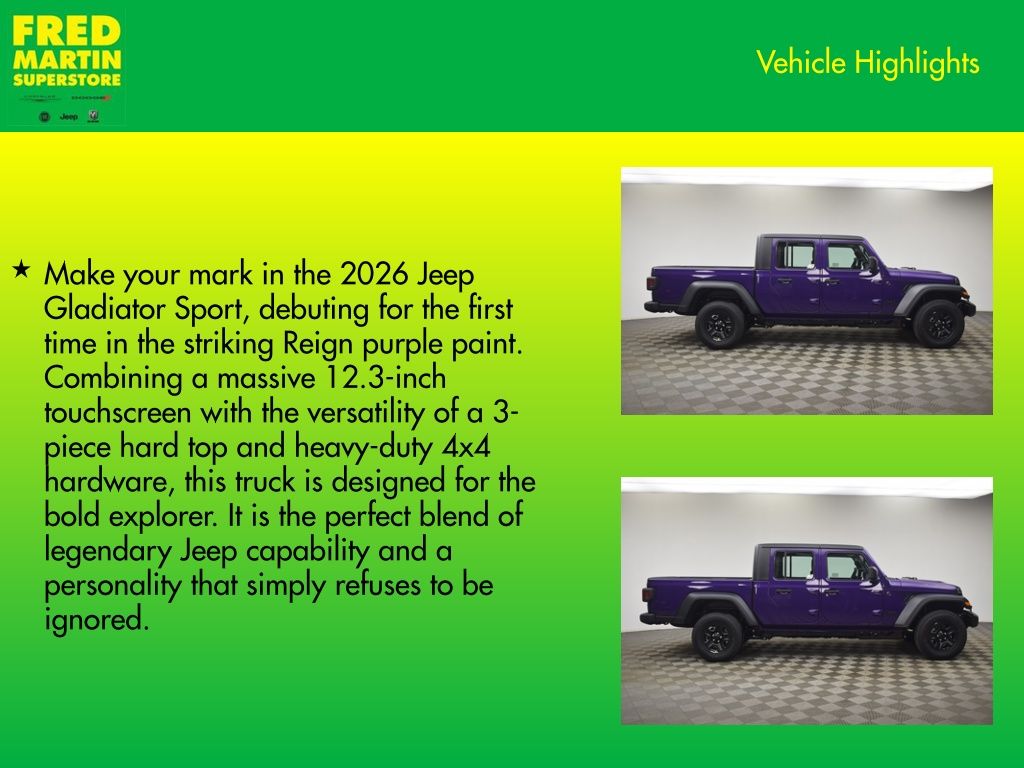 new 2026 Jeep Gladiator car, priced at $42,034