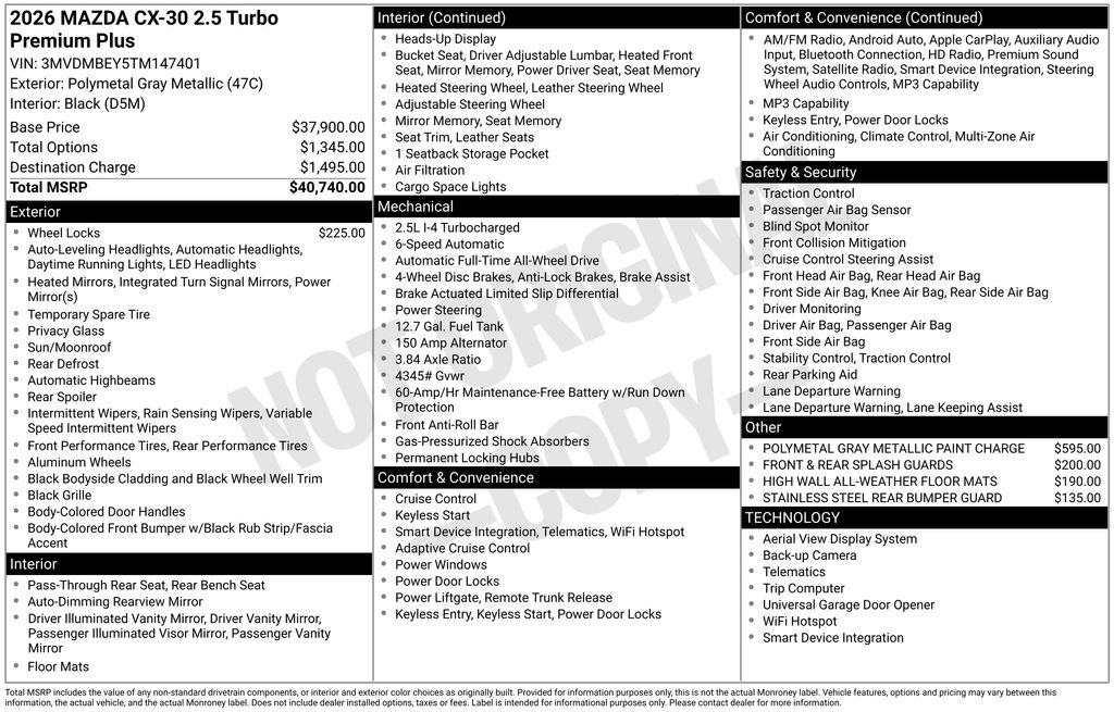 New 2026 Gray Mazda 2.5 Turbo Premium Plus image 7