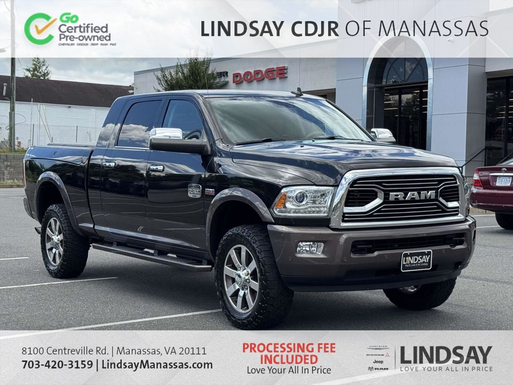 Brilliant Black Crystal Pearlcoat 2018 RAM 2500 Laramie Longhorn Mega Cab 4WD Pickup Truck Four-Wheel Drive 6-Speed Automatic