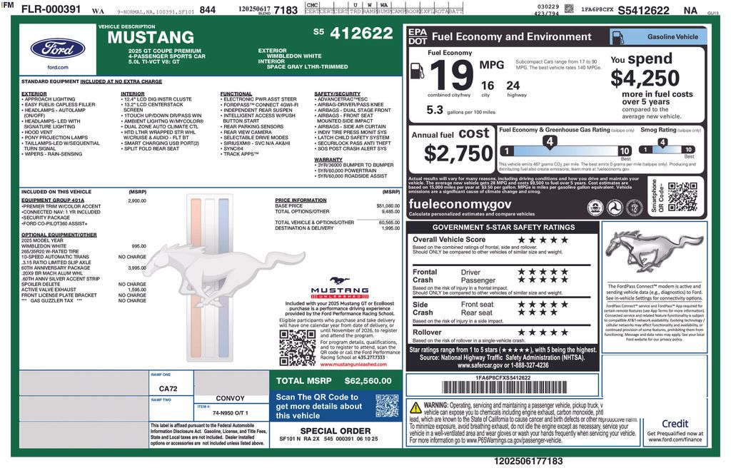 2025 Ford Mustang GT Premium Fastback