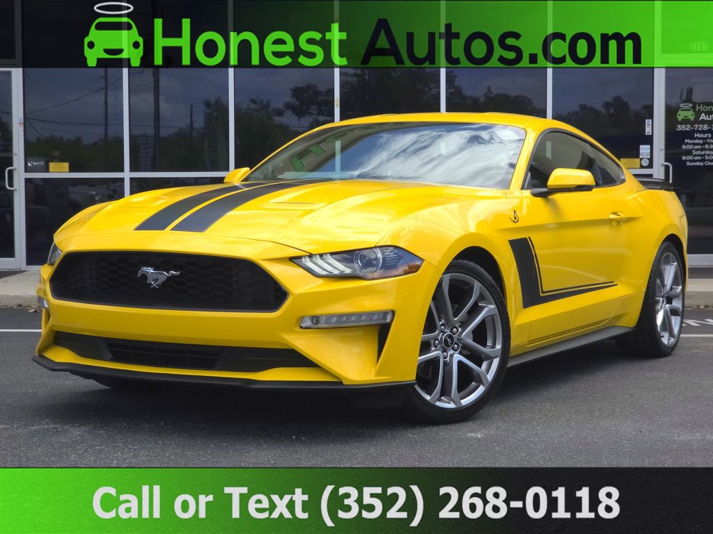Yellow 2018 Ford Mustang EcoBoost Premium Coupe RWD Coupe Rear-Wheel Drive Automatic