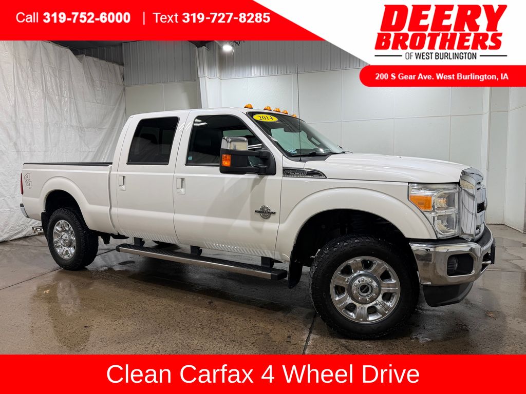 White Platinum Clearcoat Metallic 2014 Ford F-350 Super Duty Lariat Crew Cab 4WD Pickup Truck Four-Wheel Drive 6-Speed Automatic Overdrive