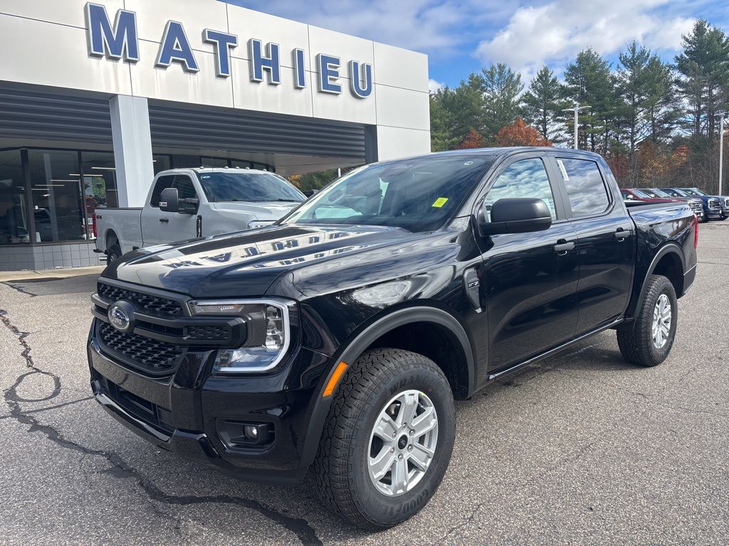 Shadow Black 2025 Ford Ranger XL SuperCrew 4WD Pickup Truck Four-Wheel Drive Automatic
