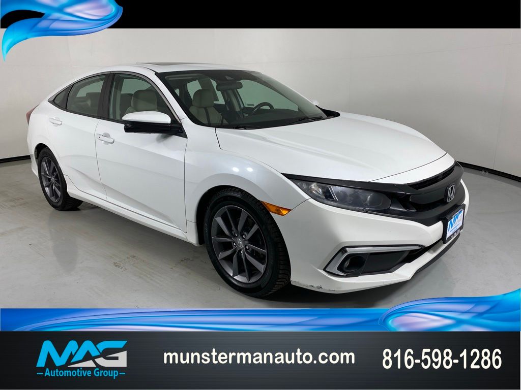 Platinum White Pearl 2019 Honda Civic Sedan Front-Wheel Drive Continuously Variable Transmission