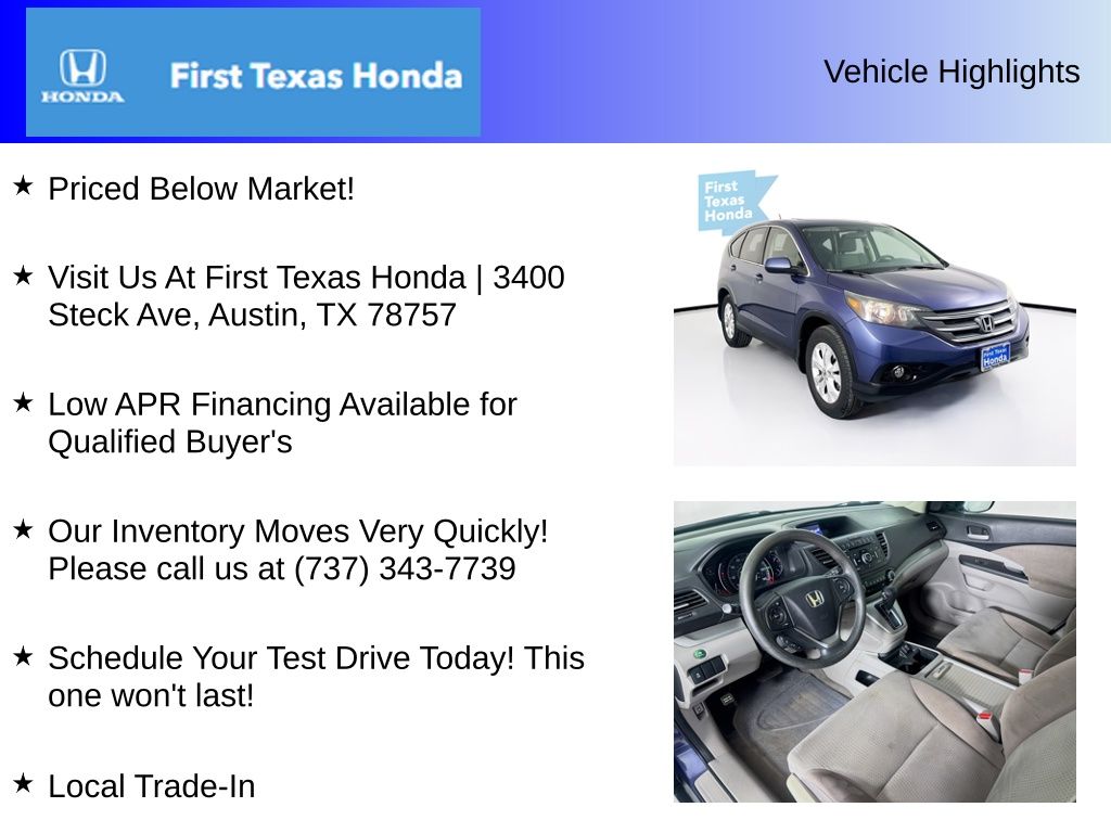 Used Car 2012 Honda Cr-v  Ex For Sale Under $12,000 In Austin, Texas