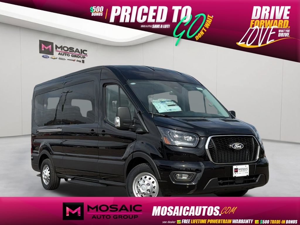 Agate Black Metallic 2026 Ford Transit Passenger 350 XLT Medium Roof LB AWD Van All-Wheel Drive