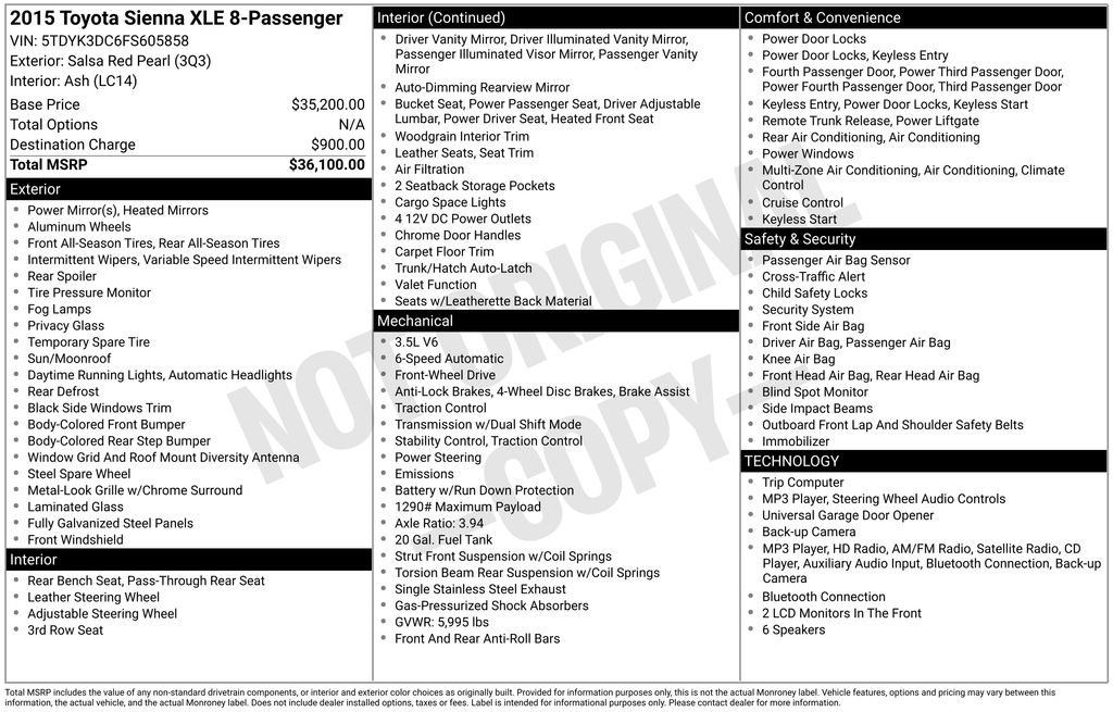 Used 2015 Toyota Sienna Van