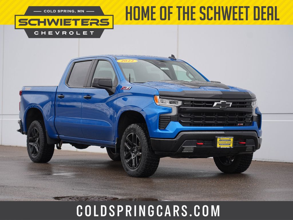 Glacier Blue Metallic 2022 Chevrolet Silverado 1500 LT Trail Boss Crew Cab 4WD Pickup Truck Four-Wheel Drive Automatic