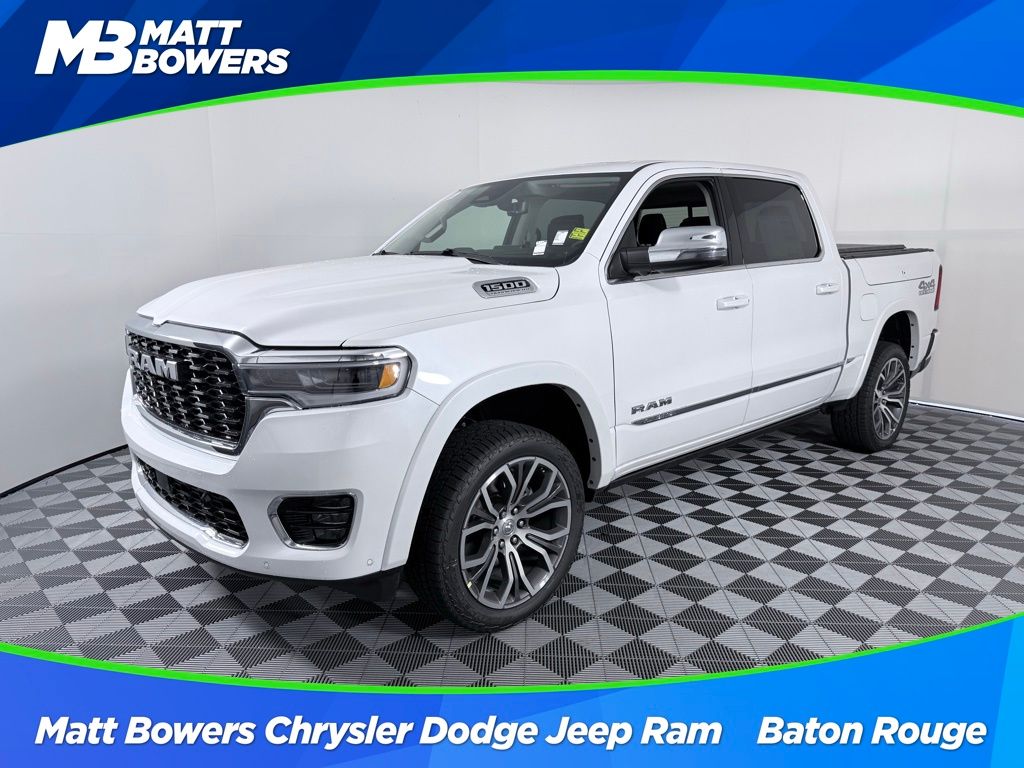 Ivory White Tri-Coat Pearlcoat 2026 RAM 1500 Tungsten Crew Cab 4WD Pickup Truck Four-Wheel Drive 8-Speed Automatic