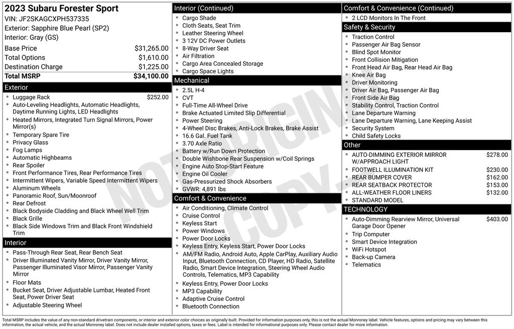 used 2023 Subaru Forester car, priced at $28,500