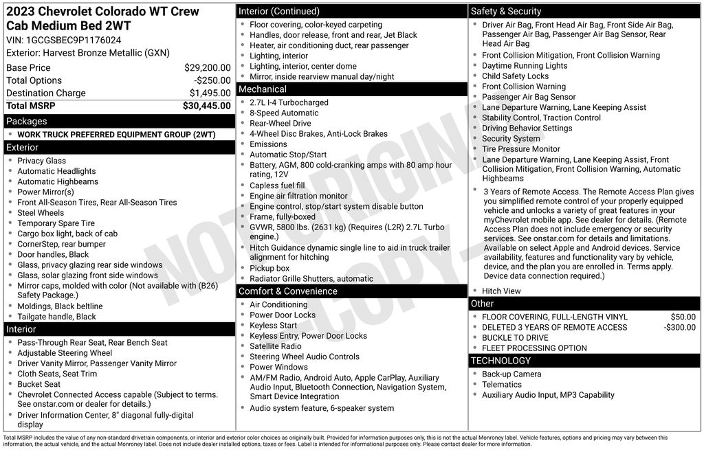 Used 2023 Chevrolet Colorado Work Truck 4D Crew Cab