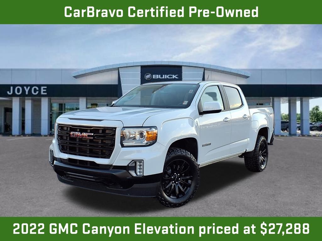 Summit White 2022 GMC Canyon Elevation Crew Cab 4WD Pickup Truck Four-Wheel Drive 8-Speed Automatic