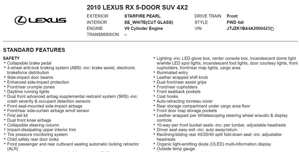 2010 Lexus RX 350 19