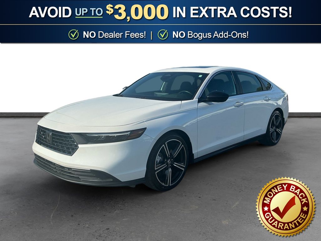 White 2024 Honda Accord Hybrid Sedan Front-Wheel Drive Continuously Variable Transmission