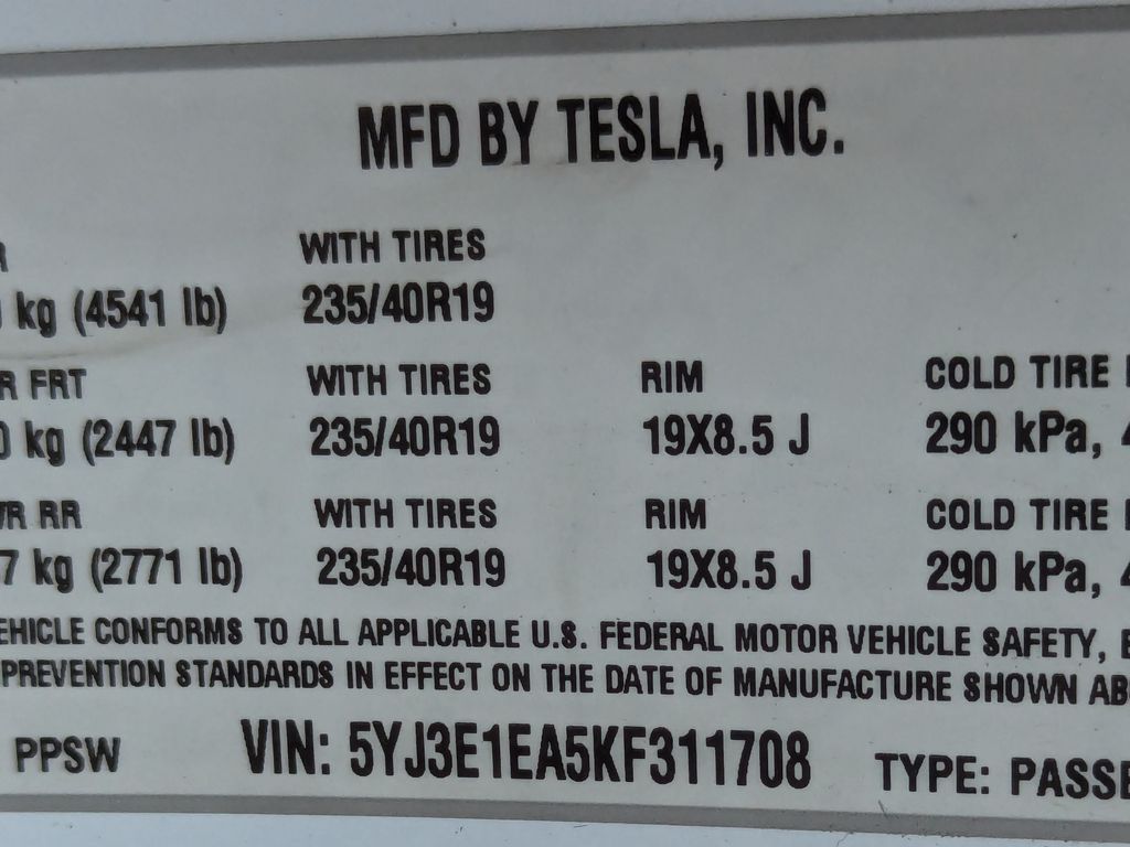 2019 Tesla Model 3 Standard Range Plus 34