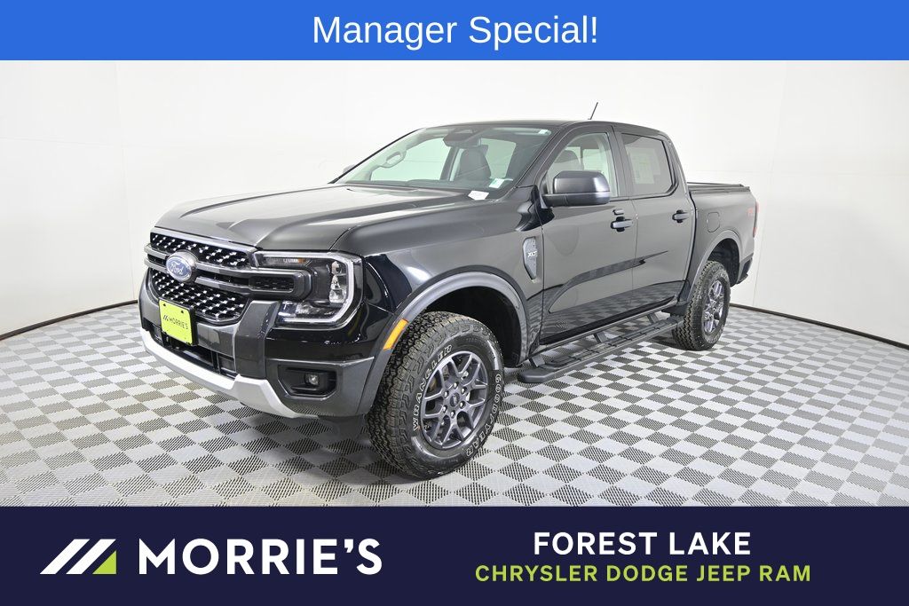 Shadow Black 2024 Ford Ranger XLT SuperCrew 4WD Pickup Truck Four-Wheel Drive Automatic