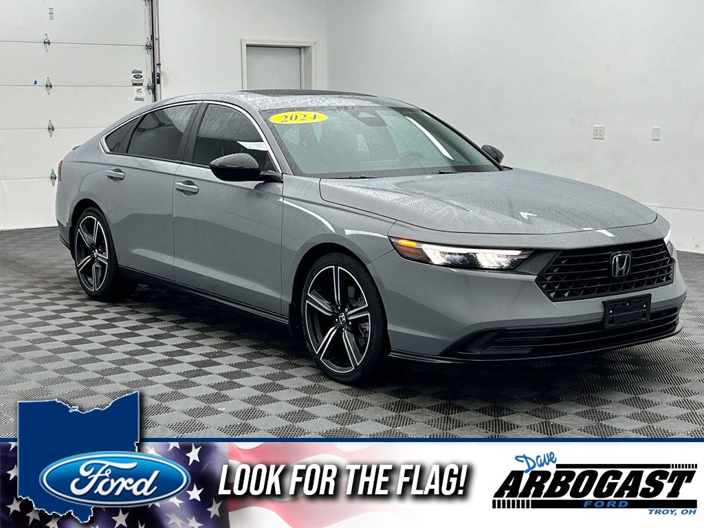 Gray 2024 Honda Accord Hybrid Sedan Front-Wheel Drive Continuously Variable Transmission