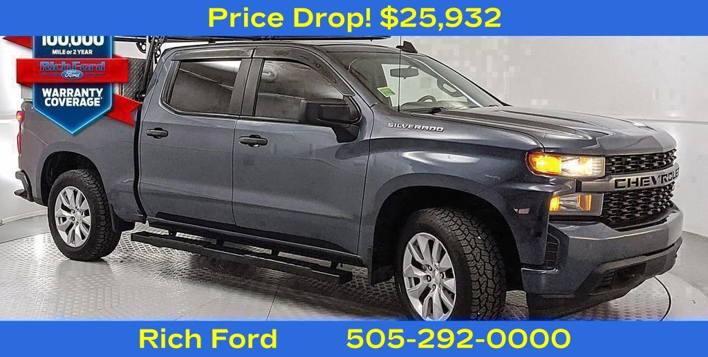 Shadow Gray Metallic 2020 Chevrolet Silverado 1500 Custom Crew Cab 4WD Pickup Truck Four-Wheel Drive 6-Speed Automatic Overdrive