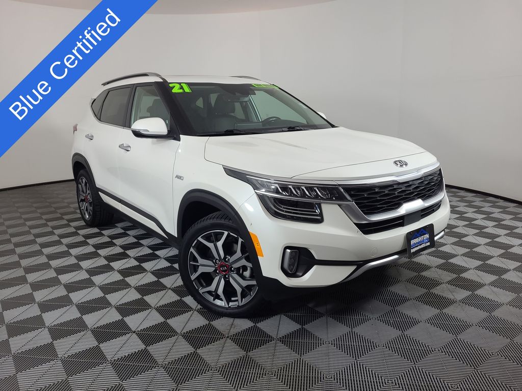 Snow White Pearl 2021 Kia Seltos SX Turbo AWD SUV / Crossover All-Wheel Drive 7-Speed Automatic