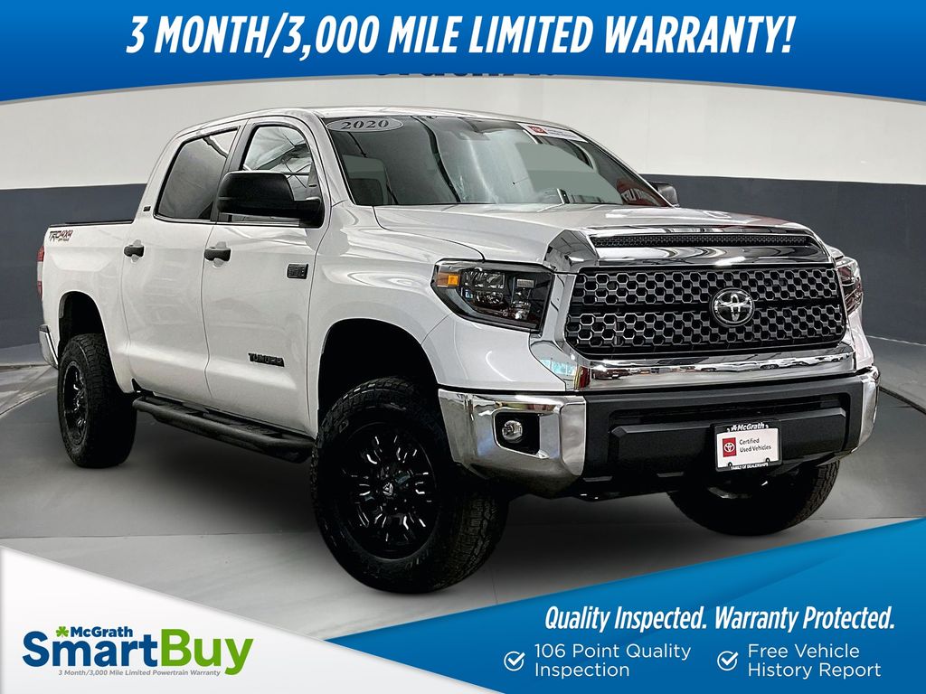 Super White 2020 Toyota Tundra SR5 CrewMax 4WD Pickup Truck Four-Wheel Drive 6-Speed Automatic