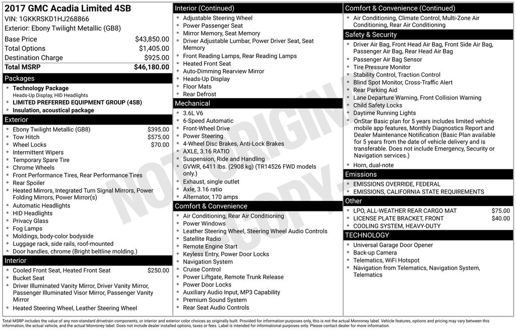 Used Car 2017 Gmc Acadia Limited  Limited For Sale Under $20,000 In Austin, Texas