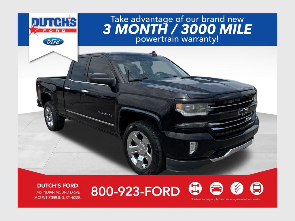 Black 2016 Chevrolet Silverado 1500 LTZ Double Cab 4WD Pickup Truck Four-Wheel Drive 6-Speed Automatic Overdrive
