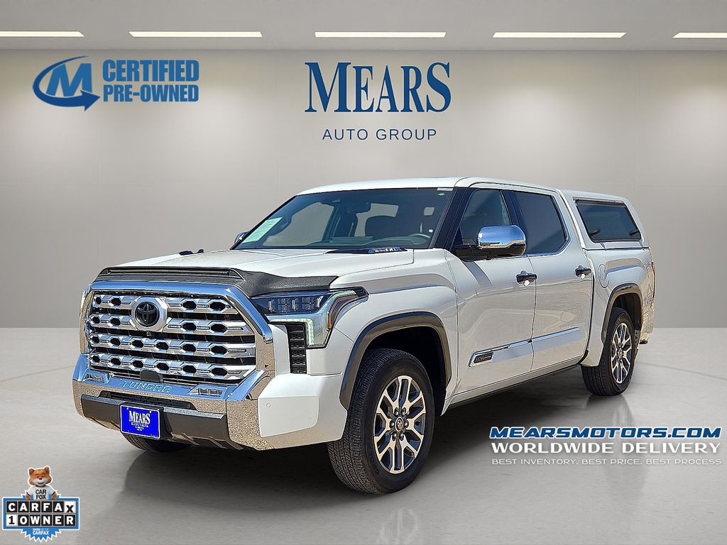 White (Wind Chill Pearl) 2023 Toyota Tundra Hybrid 1794 Edition HV CrewMax Cab 4WD Pickup Truck Four-Wheel Drive Automatic