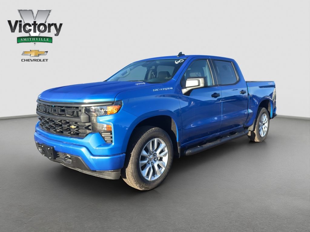 Riptide Blue Metallic 2026 Chevrolet Silverado 1500 Custom Crew Cab 4WD Pickup Truck Four-Wheel Drive 8-Speed Automatic
