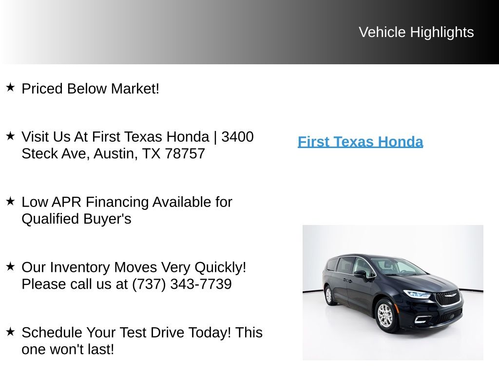 Used Car 2024 Chrysler Pacifica  Touring L For Sale Under $30,000 In Austin, Texas