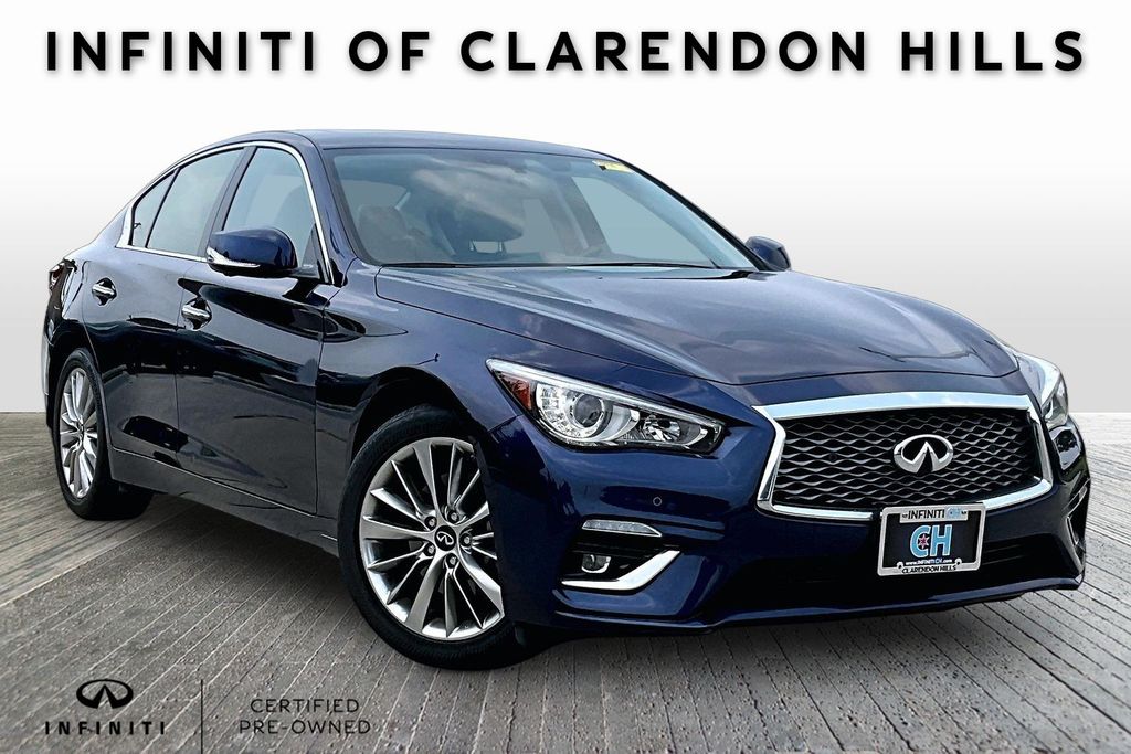 Blue 2023 INFINITI Q50 Sedan All-Wheel Drive 7-Speed Automatic Overdrive