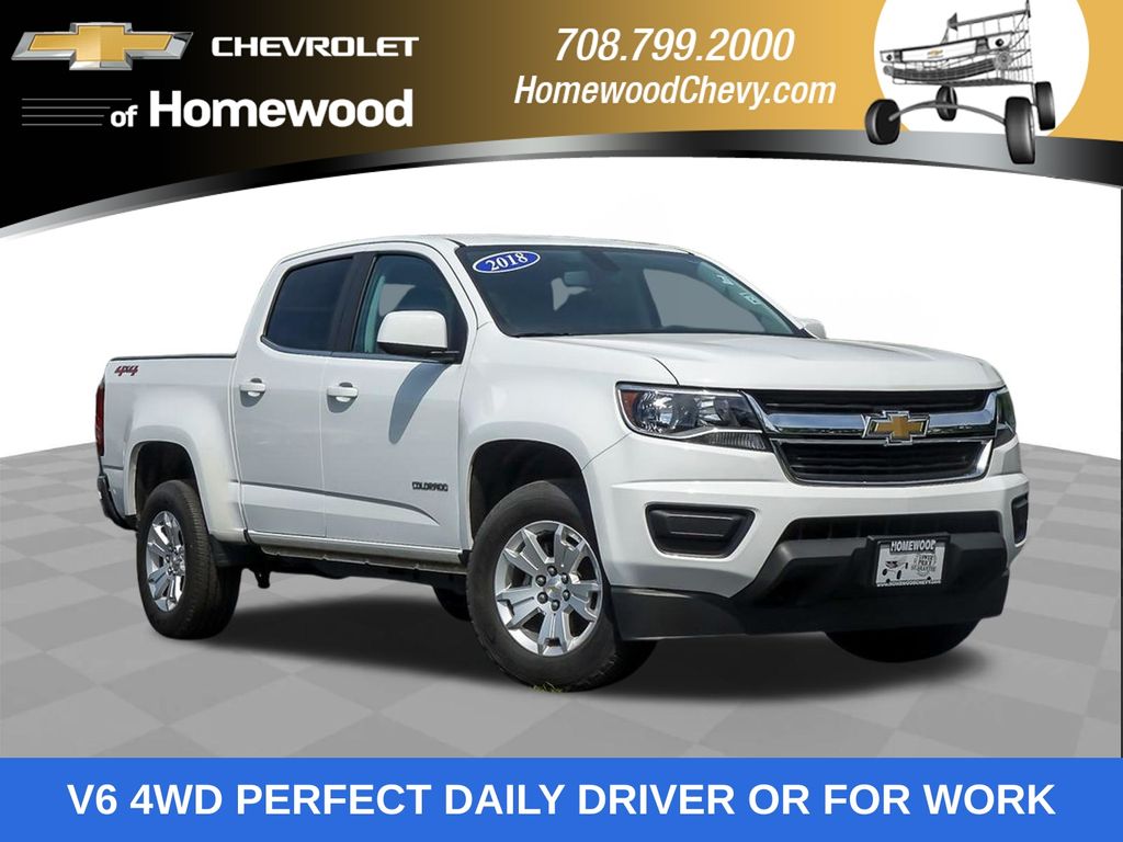 Summit White 2018 Chevrolet Colorado LT Crew Cab 4WD Pickup Truck Four-Wheel Drive 8-Speed Automatic