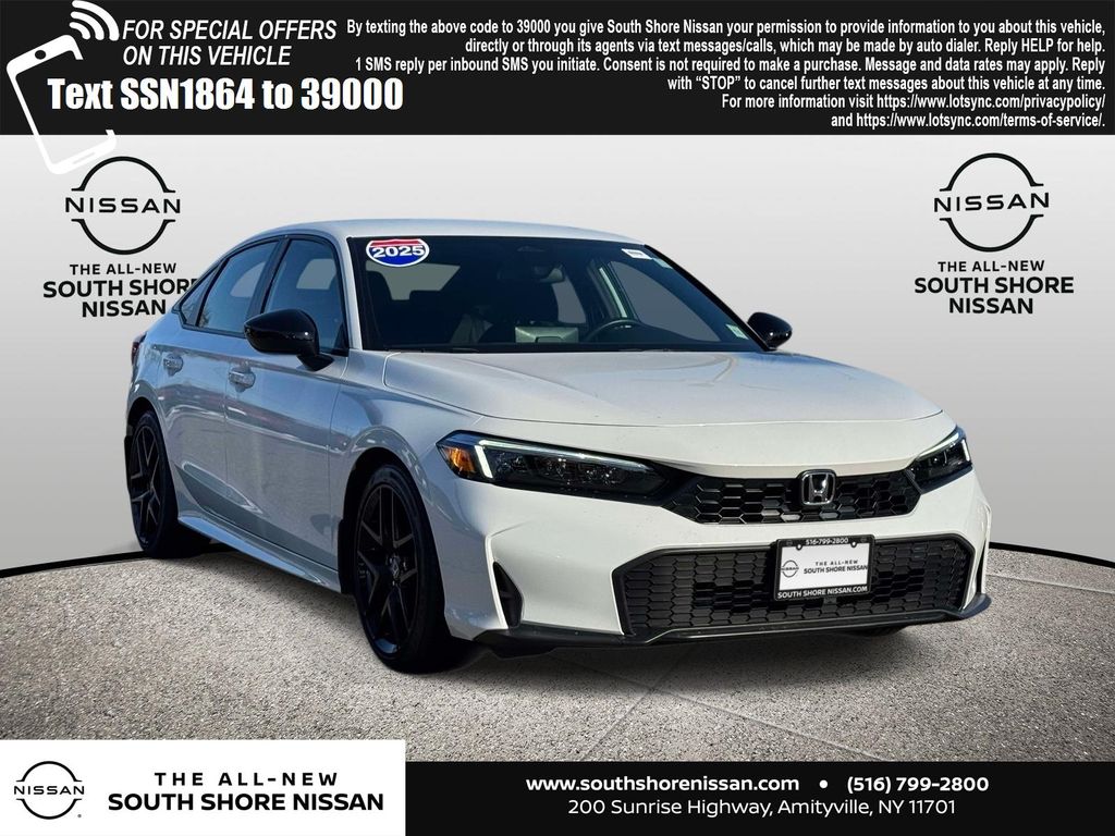 Solar Silver Metallic 2025 Honda Civic Sport FWD Sedan Front-Wheel Drive Continuously Variable Transmission