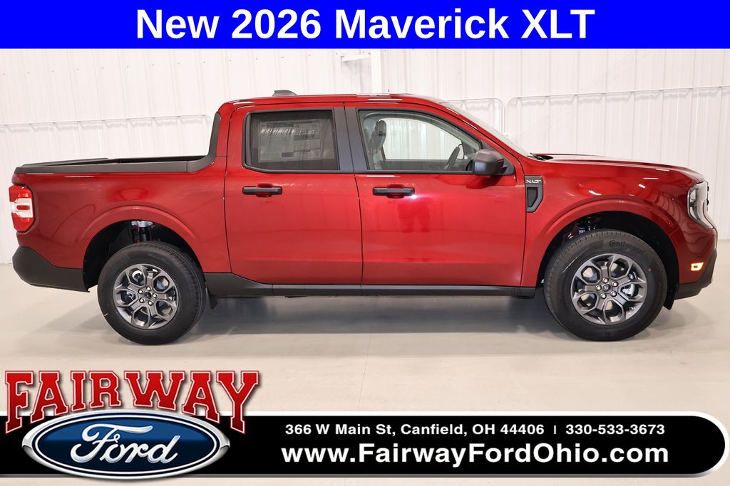 Ruby Red Metallic Tinted Clearcoat 2026 Ford Maverick XLT SuperCrew FWD Pickup Truck Front-Wheel Drive 8-Speed Automatic