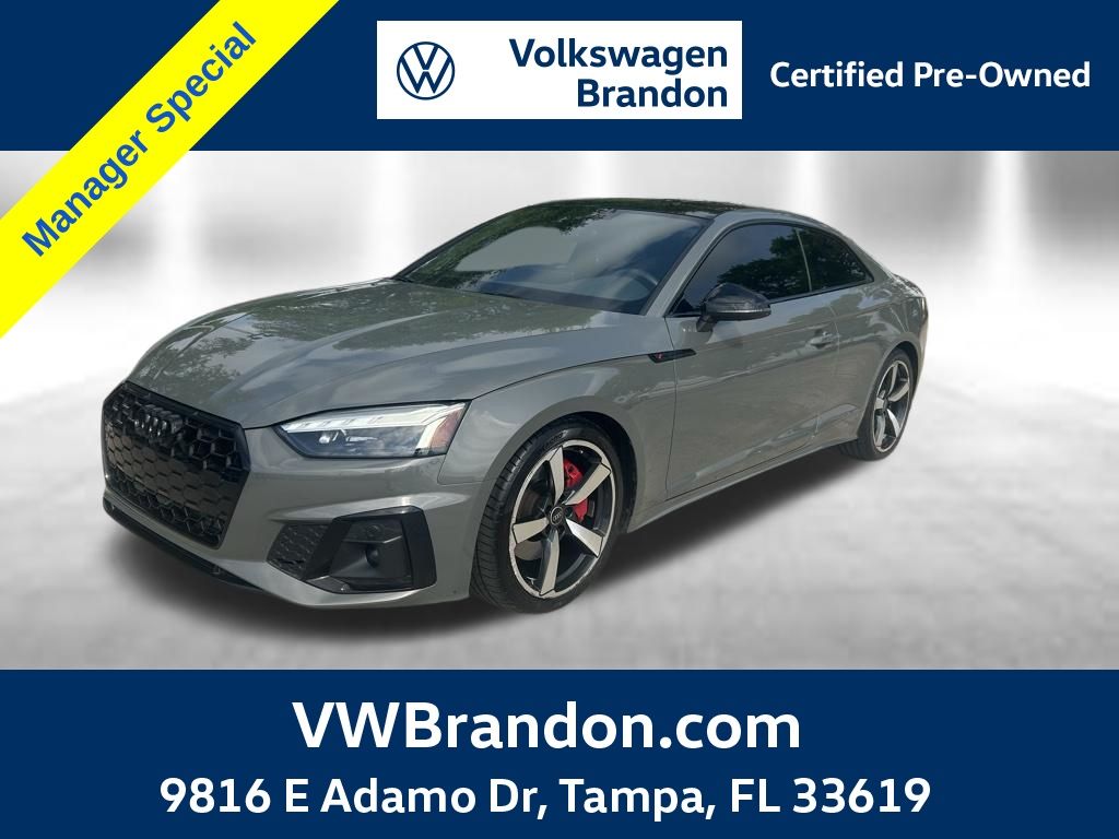 Chronos Gray Metallic/Black Roof 2023 Audi A5 quattro Premium Plus S Line 45 TFSI Coupe AWD Coupe All-Wheel Drive 7-Speed Automatic