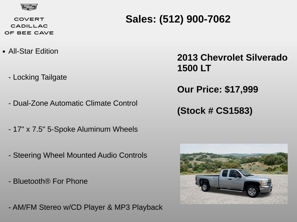 Used Car 2013 Chevrolet Silverado 1500  Lt For Sale Under $20,000 In Austin, Texas