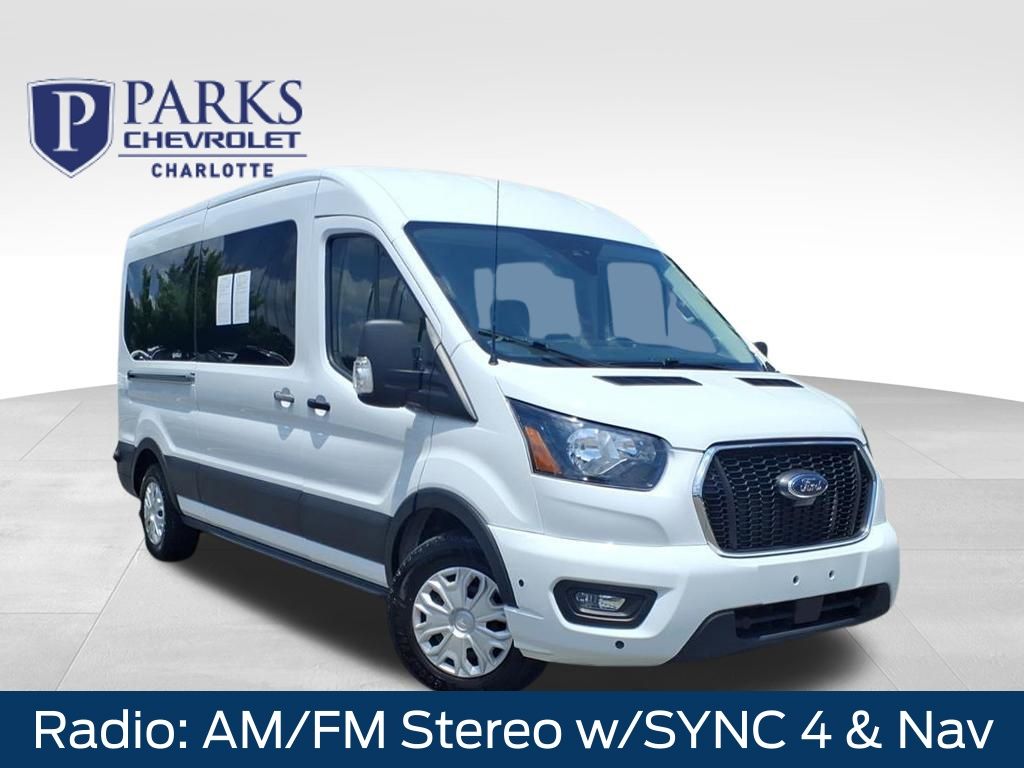 Oxford White 2024 Ford Transit Passenger 350 XLT Medium Roof LB RWD Van Rear-Wheel Drive