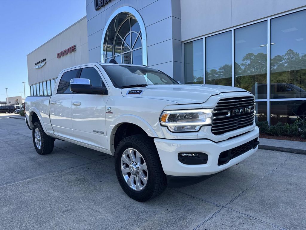 Pearl White 2021 RAM 2500 Laramie Crew Cab 4WD Pickup Truck Four-Wheel Drive 6-Speed Automatic