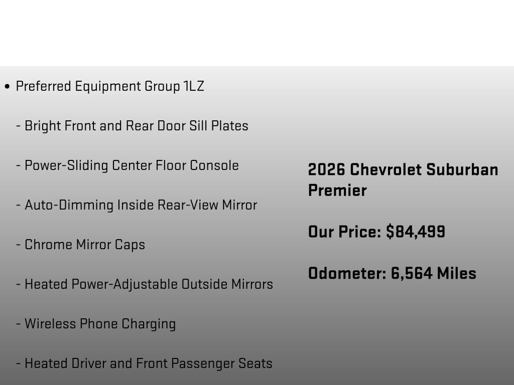 2026 Chevrolet Suburban Premier Black at Klick Lewis Buick Chevrolet