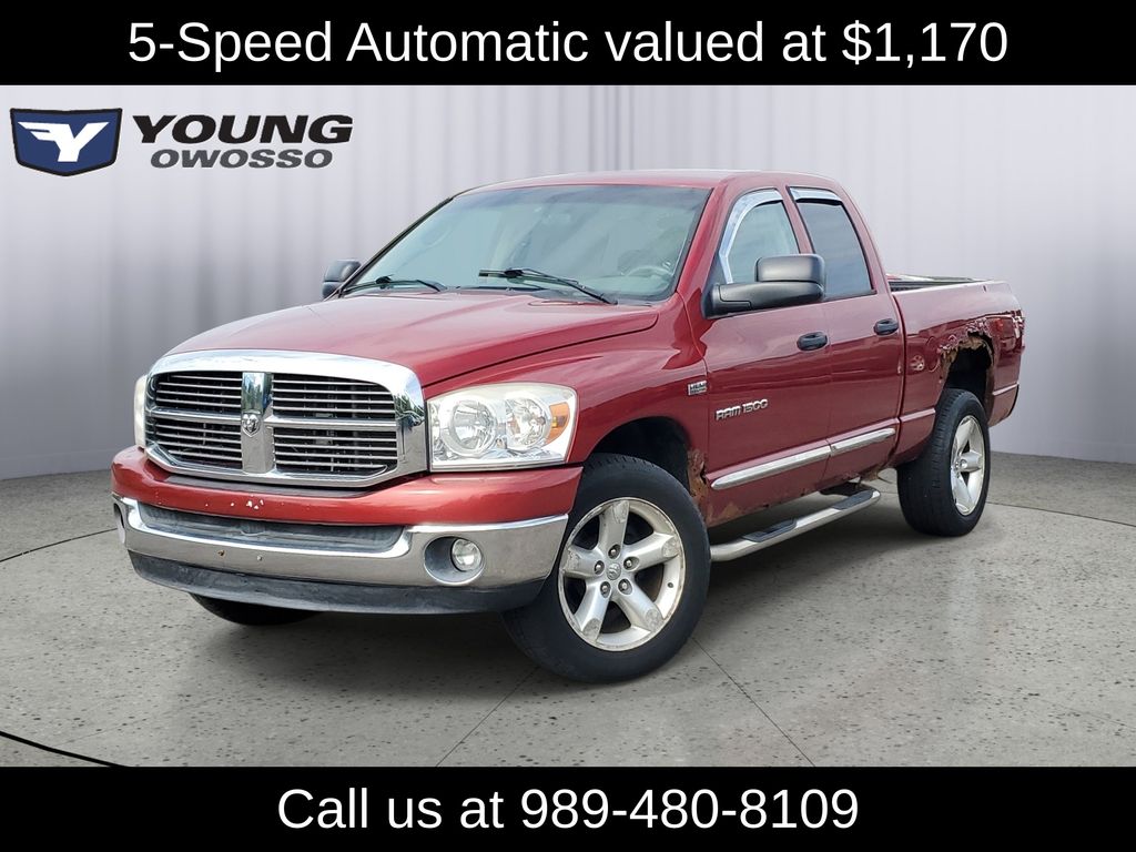 Red 2007 Dodge RAM 1500 Pickup Truck Four-Wheel Drive 5-Speed Automatic