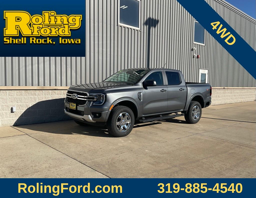 Gray Metallic 2025 Ford Ranger XLT SuperCrew 4WD Pickup Truck Four-Wheel Drive Automatic