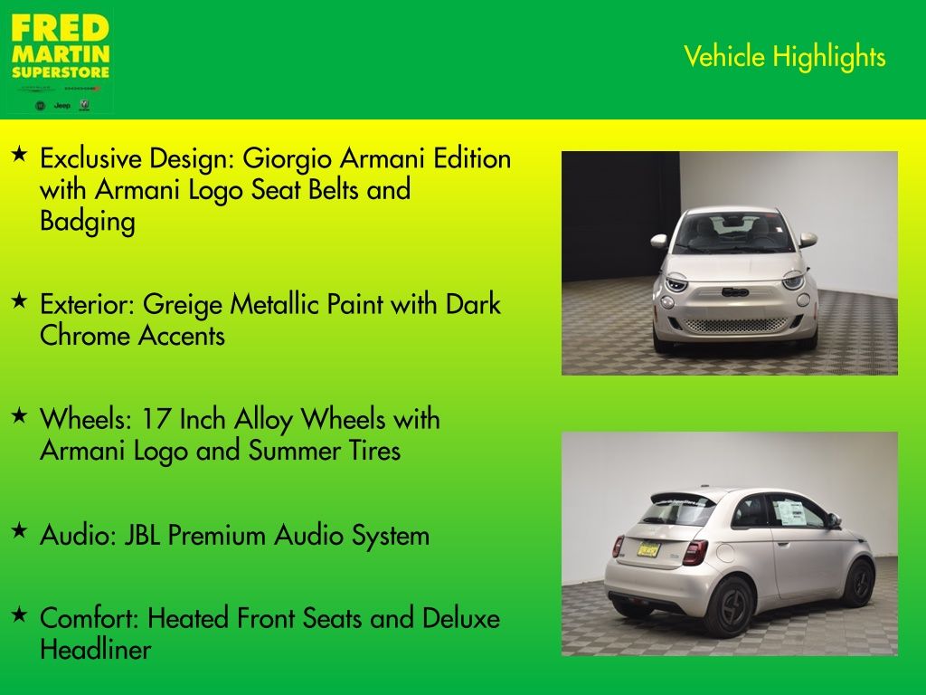 new 2025 FIAT 500e car, priced at $35,245