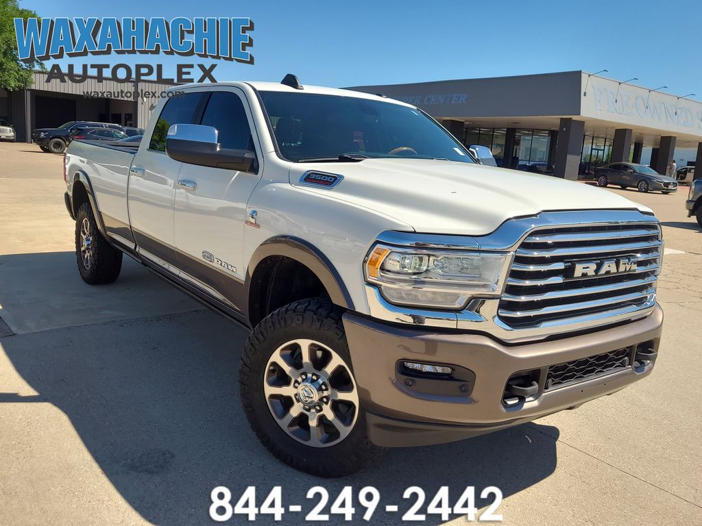 Pearl White 2022 RAM 3500 Limited Longhorn Crew Cab LB 4WD Pickup Truck Four-Wheel Drive 6-Speed Automatic