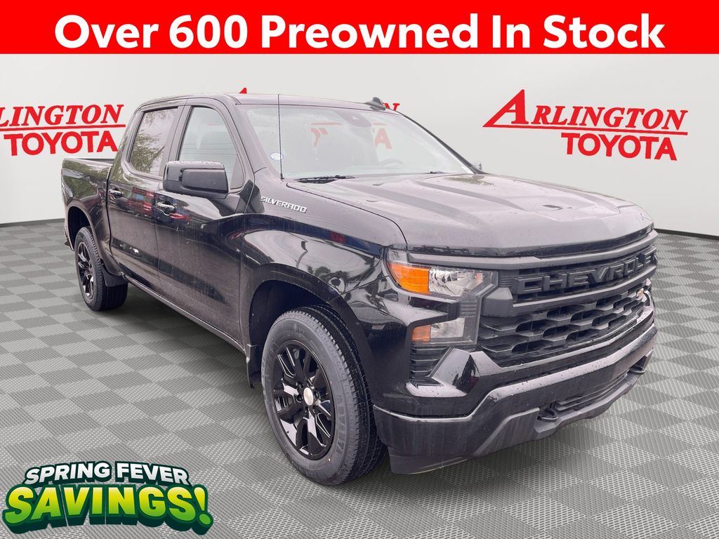 Black 2024 Chevrolet Silverado 1500 Custom Crew Cab RWD Pickup Truck 4X2 8-Speed Automatic