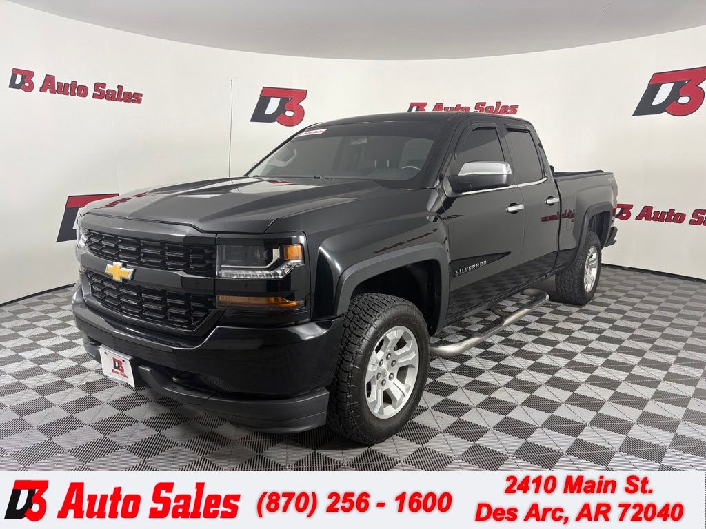 Black 2017 Chevrolet Silverado 1500 Custom Double Cab 4WD Pickup Truck Four-Wheel Drive 6-Speed Automatic Overdrive