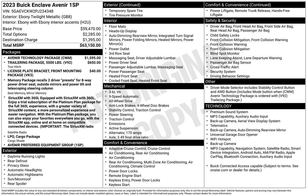 2023 Ebony Twilight Metallic Buick Enclave Avenir AWD SUV