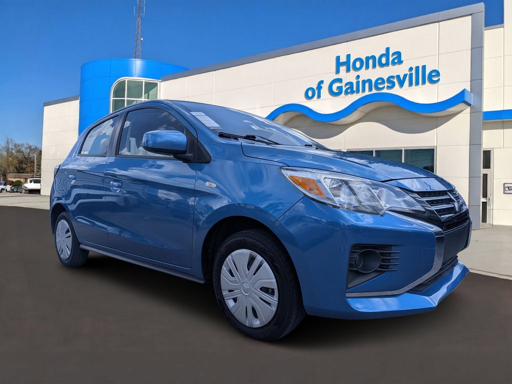 Light Blue 2024 Mitsubishi Mirage Hatchback Front-Wheel Drive Continuously Variable Transmission