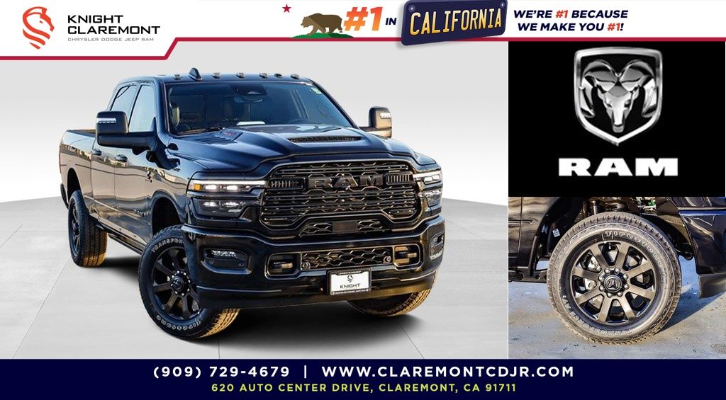 Diamond Black Crystal Pearlcoat 2025 RAM 3500 Laramie Crew Cab 4WD Pickup Truck Four-Wheel Drive 8-Speed Automatic