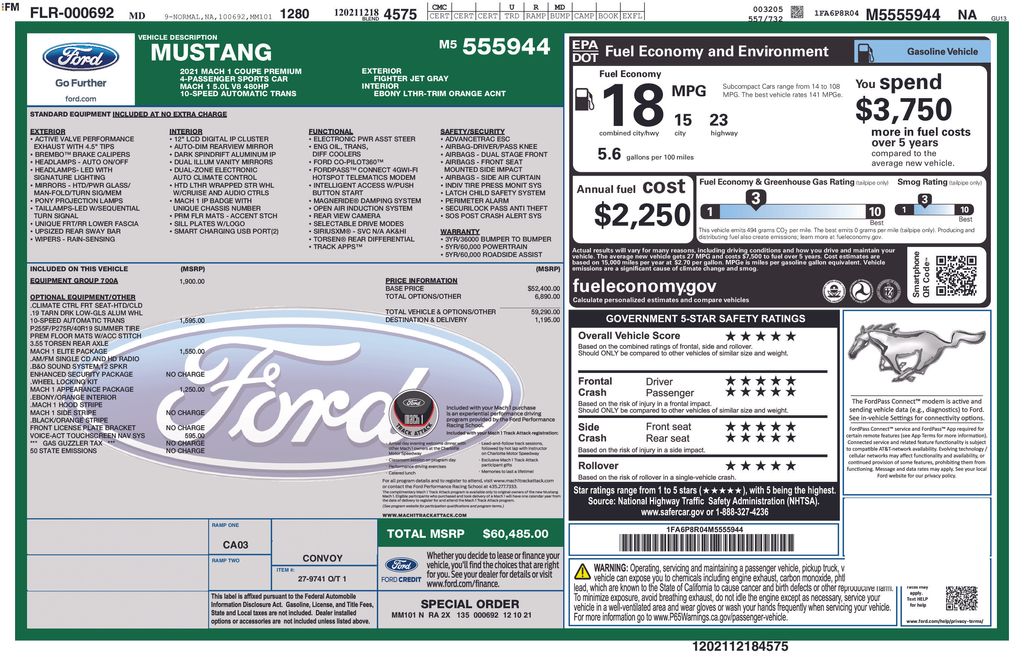 2021 Ford Mustang Mach 1 Fastback