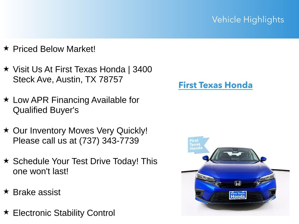 Used Car 2023 Honda Civic  Lx For Sale Under $25,000 In Austin, Texas