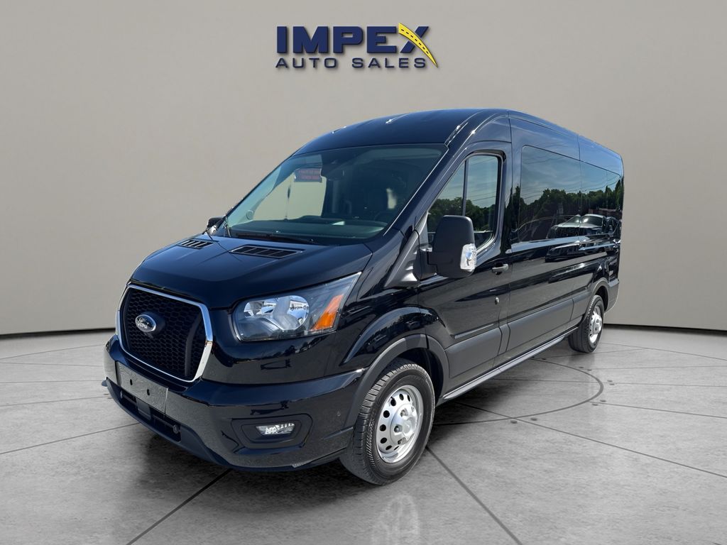 Black Metallic 2025 Ford Transit Passenger 350 XLT Medium Roof LB AWD Van All-Wheel Drive